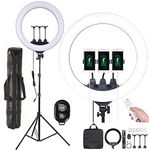 Eloies 18 inch Ring Light with Tripod Stand, Led Light Ring, Selfie Light Ring with 9 Foot Extendable Tripod Stand for Live Stream/YouTube/Instagram Reels/Video/Makeup, Wireless Remote Control
