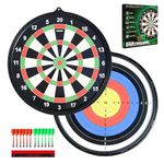 Arrow180 Magnetic Dartboard Set, 17 Inch Reversible Board Game, 12 Magnetic Darts, Wall Hanging Kit Included, Black