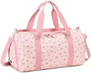 Duffle Bag for Gym Sports Women Girls Workout Travel Bag Weekender with Shoe Compartment and Wet Pocket (A-Pink Bow-Pink)