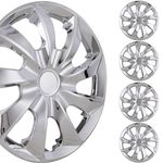 Hawkley Automotive 17 Inch Universal Hubcap 17"" Front and Rear Wheel Covers - Fits Most Cars - Snap On Hubcap, R17 Auto Tire Replacement Exterior Cap (Set of 4, Chrome), WJ-5084
