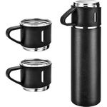Bluedeal Stainless Steel Thermo 500ml/16.9oz Vacuum Insulated Bottle with Cup for Coffee Hot Drink and Cold Drink Water and Hot Tea Flask.(Black) (Set of 1)