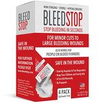 BleedStop First Aid Powder for Blood Clotting, Trauma Kit, Blood Thinner Patients, Camping Safety, and Survival Equipment for Moderate to Severe Bleeding Wounds or Nosebleeds (Bleedstop - 4 Pack 15g)