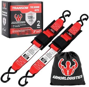 ARMORLOGISTICS Boat Tie Down Straps to Trailer, 2" x 48" Adjustable Boat Straps for Trailer, 2-Pack Boat Transom Strap for Boat, Jet Ski, 1,200 Lbs Break Strength, Red