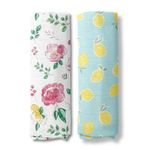 haus & kinder Jungle Collection 100% Cotton Muslin Swaddle Wrap for New Born Baby Boy and Girl, Size 100cm x 100cm, Pack of 2 (Fruit - Ditsy Floral)