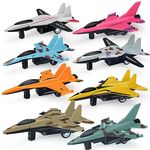 Tcvents 8 Pack Airplane Toys for 3 4 5 6 Year Boys, Pull Back Metal Military Plane Toys Die Cast Plane Models Kids' Play Vehicles Toy Airplanes for Kids Birthday Party Favors