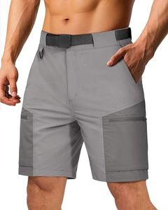 FREE SOLDIER Men's Cargo Hiking Shorts with Belt Lightweight Quick Dry Tactical Shorts with Pockets for Casual Work Golf (Mix Gray 36W12L)