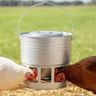 KOL Hanging Chicken Feeder – 20lbs Metal Chicken Feeder No Waste, Adjustable Poultry Feeder with 12 Ports, No Installation & Universal Height Design (Silver)