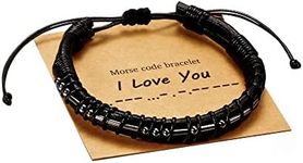 Vrsilver Mens Bracelet Gifts for Him, Leather Bracelets for Men I Love You Morse Code Bracelets Gifts for Him Love Bracelet Birthday Anniversary Christmas Valentines Day Gifts for Boyfriend Husband