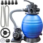 SWIMLINE HYDROTOOLS 12 Inch Pool Sand Filter Pump For Above Ground Inground Intex Bestway Pools | Complete System 1/3 HP (0.3 THP) Horsepower 1980 GPH Pumps | For Pools Up To 8000 Gallons | 71225