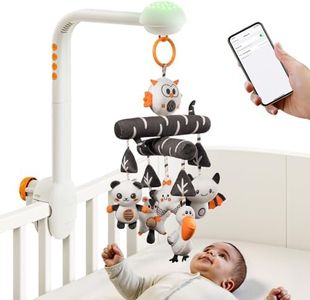 TUMAMA Baby Crib Mobile, High Contrast Toy with Projection Night Light, Music and White Noise,Black and White Soft Plush Animal Hanging Toy for Infant 0 3 6 9 Months Newborn Gift