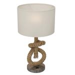 HOMCOM Nautical Table Lamp with USB Charging Port, Bedside Lamp for Bedroom Living Room, Warm White LED Bulb Included, with Hemp Rope, Natural