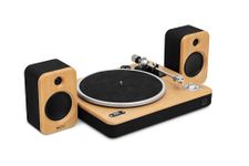 House of Marley Stir It Up Wireless 2 Turntable with Speakers - Sustainably Made Bluetooth Record Player & 10W Bookshelf Speakers, Easy Set Up Vinyl Player with an Audio-Technica Cartridge, Bamboo
