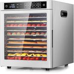Kwasyo Food Dehydrator 12 Trays, 6 Presets for Fruits, Veggie, Meats, Herbs, Ferment, Warm, 85°C Temperature Control, 24H Timer, 800W Dehydrator Machine, Stainless Steel, Recipe Included