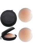 HELISHA Women's & Girls Reusable Nipple Cover - Silicone Nipple Cover Bra Pad - Adhesive Reusable Nipple Pads - Thin Silicone Nipple Cover Pasties (Free-Size) Beige(Pack-of-1)