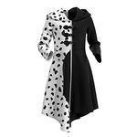 IMEKIS Child Girls Cruella de Vil Kost?m Halloween Christmas Dalmatian Fancy Dress School Role Play Clothing Fantasy White Black B?se Birthday Cosplay Dress