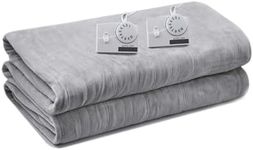 TCOMAKE Electric Heated Blanket King Size, Flannel Warm Blanket with 10 Heat Settings, 10 Hours Auto Shut Off, Fast Heating Warming Blankets, Machine Washable, Grey, 90 * 100 Inchs