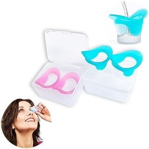 Silicone Eye Wash Cups, Eye Wash Bath for Refresh and Clean Tired Eyes, 4 Pcs Updated Version Pink and Blue with 2 Storage Containers