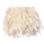 5 Yards Turkey Feather Fringe Trim - 4~6in（10-15cm) Width Natural Fluffy Feather Trim Fringe for DIY, Dress Sewing Crafts Costumes Carnival, Halloween, Handwerk Decoration (Beige1)