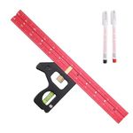 Dajianglx 12 Inch Aluminum Combination Square, Heavy Duty Combo Squares, Adjustable Woodworking Measurement Carpentry Square with Bubble Vial for Accurate and 2 Pencils