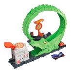 Hot Wheels Track Set with 1 Hot Wheels Car, Adjustable Track that Connects to Other Sets, Gator Loop Pizza Place Playset​, HKX39