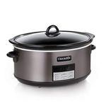 Crock-Pot Large 8-Quart Programmable Slow Cooker with Auto Warm Setting, Black Stainless Steel (Pack of 1)