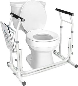 Vaunn Medical Bathroom Adjustable Height Toilet Rail Grab Bar and Commode Safety Frame Handle