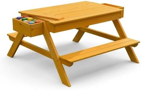 Avenlur Mojave Wooden Picnic & Sand Table for Kids – 2-in-1 Outdoor Sensory Play Table with Hidden Sand/Water Compartments, Real Wood Toddler Activity Table with Benches for Backyard Play
