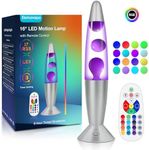 17 Colors Changing Liquid Motion Lamp with Remote: 16 Inch Purple LED Night Light for Kids Adults - Relaxing Table lamp for Bedroom Office - Glitter Mood Lighting for Home Decor Christmas Decorations