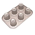 Cannele Mold Nonstick Muffin Cupcake Pan Carbon Steel Canele Cake Baking Tray French Pastry Mould 6 Cups for Making Mini Bread Cheesecake Dessert