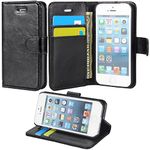 wisdompro Wallet Case for iPhone 5s Case iPhone SE, Premium PU Leather 2-in-1 Protective Folio Flip Wallet Case with Kickstand & Credit Card Holder Slots for Apple iPhone SE, 5s, 5 (Black)