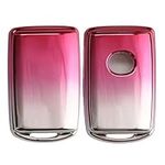 kwmobile Key Cover Compatible with Mazda 3-Button CX30 CX50 CX60 CX90 MX-30 - Soft TPU Car Key Fob Protector Case - Pink Matte/Silver