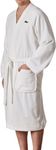 Lacoste Classic Pique 100% Cotton Bath Robe for Men & Women, One Size Fits Most, White