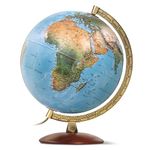 Waypoint Geographic Illuminated Desk Globe with Stand and Raised Relief Features - 1,000's of Up-to-Date Named Places & Points of Interest - Wood Stand (Blue)