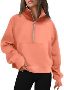 AUTOMET Womens Sweatshirts Half Zip Cropped Pullover Fleece Quarter Zipper Hoodies 2026 Fall Fashion Outfits Clothes OrangePink XX-Small