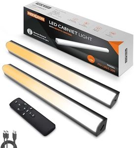 Under Cabinet Lights Remote Control,2 Pack Magnetic Rechargeable Light bar,Under Cabinet Lighting Wireless,Ceiling and Under Counter Lights for Kitchen,Wardrobe,Shelf (Black, 20 cm)