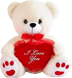 White 12" Plush Teddy Bear with "I Love You" Heart Pillow