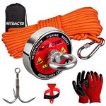 MUTUACTOR Fishing Magnet Kit 400lb with Grappling Hook,Strong Retrieval Magnet N52 with 20m(65Feet) Durable Rope for Magnet Fishing and Magnetic Recovery Salvage Under Water…