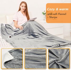 Mia&Coco Electric Heated Blanket – Grey, Soft Fleece Throw