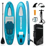 HEYBOARD Inflatable Stand-Up Paddle Board with Transparent Viewing Window - 10'6"x32"x6" Standup Paddleboard with SUP Accessories & Backpack Non-Slip Deck Leash Paddle Hand Pump Camera Mount for Adult