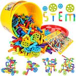 WishaLife 250 Pieces STEM Building Blocks Set, Kids Tube Locks Construction Set with Storage Box, Preschool Educational Learning Pipe Toy Gift for Toddler Aged 3+