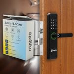 Mygate Smart Door Lock SE with 6 Unlock Methods, Fingerprint, OTP, PIN, RFID Card, Key & Mobile App Access, Unauthorized Freeze & Pin Decoy, Remote Unlocking via OTP| 3-Year Warranty by Mygate, Black