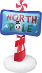 Fraser Hill Farm 6-Ft. Tall North Pole Sign Blow Up Inflatable with Lights, Outdoor Christmas Inflatable Decoration for Lawn and Yard, Giant Festive Holiday Decor