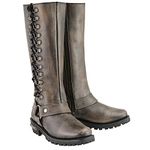 Milwaukee Leather Women's Classic Harness Leather Boots with Full Lacing (Black/Beige, Size 6/14")