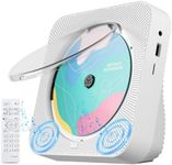 CD Player Portable with Bluetooth 5.1Desktop CD Player with HiFi Sound Speakers,Remote Control,Dust Cover,LED Display,Boombox FM Radio,USB/AUX for Home,Gift,Kids(White)