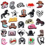 27PCS Cowgirl Shoe Charms for Croc Clog Decoration Horse Croc Charms Accessories for Bracelet Wristband Shoe Decoration Girls Women Kids Adults Party Favor