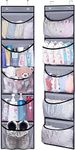 MISSLO 2 Pack Over the Door Storage Hanging Organiser with 5 Mesh Pockets Organizer for Bedroom, Bathroom, Closet, Wardrobe, Grey