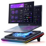 llano V12 Ultra Laptop Cooling Pad with Intelligent Software Control, RGB Gaming Laptop Fan Cooler Stand, 5.5" Turbo Fan, Adjustable Speed, 3*USB 3.0 Ports, Ergonomic Design, for 15.6"-21" Laptops