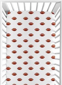 Sweet Jojo Designs Brown and White Football Boy Baby Fitted Crib Sheet for Infant Newborn Nursery Toddler Bed Room Standard Mattress - for Sports Theme Watercolor Vintage Sport Themed Collection