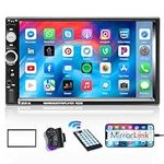 Hikity Double Din Car Stereo with 7 Inch Touch Screen Car Radio Bluetooth with Rear View Camera FM Radio USB TF AUX, Mirror Link for Android/IOS Smartphone + Remote Control + Frame