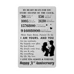 3rd Wedding Anniversary Card Gifts - 3 Year Happy Anniversary Romantic Gifts for Him Her - 3 Year Anniversary Wallet Card Presents for Husband Men